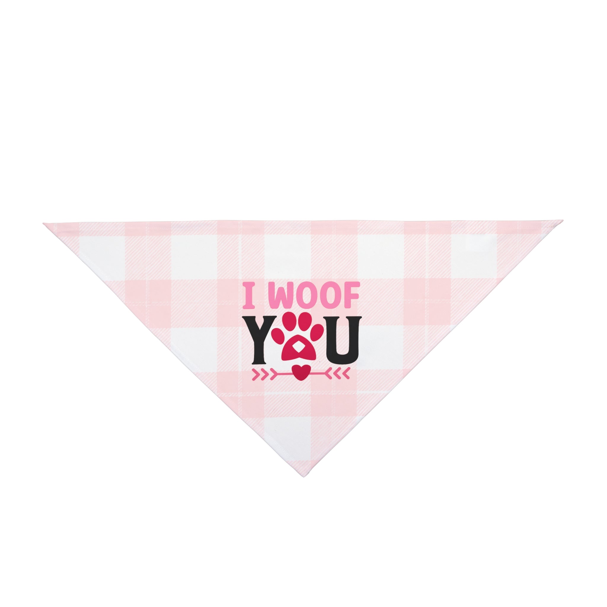 Pet Bandana - "I Woof You" Pink Gingham Dog Bandana | Cute Valentine's Day Pet Accessory