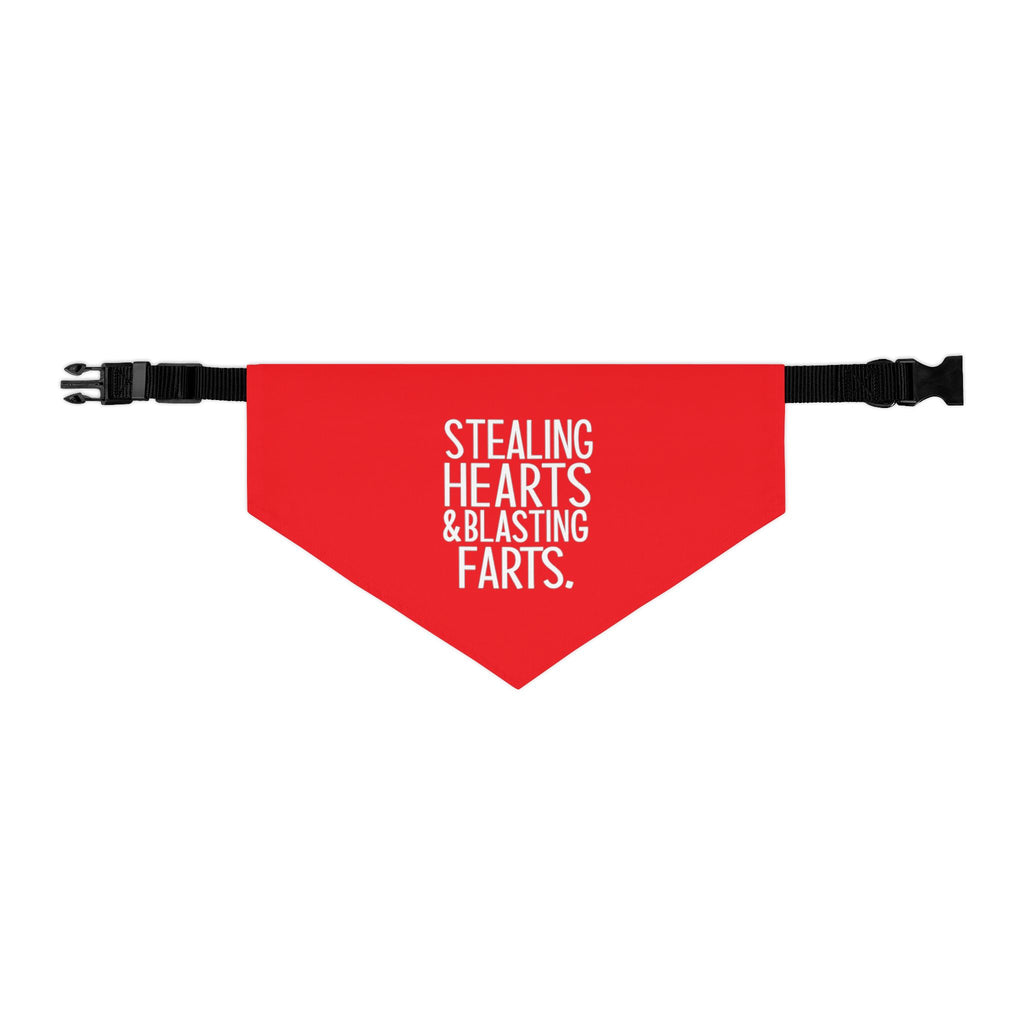 Pet Bandana — "Stealing Hearts & Blasting Farts" Red Dog Bandana Collar