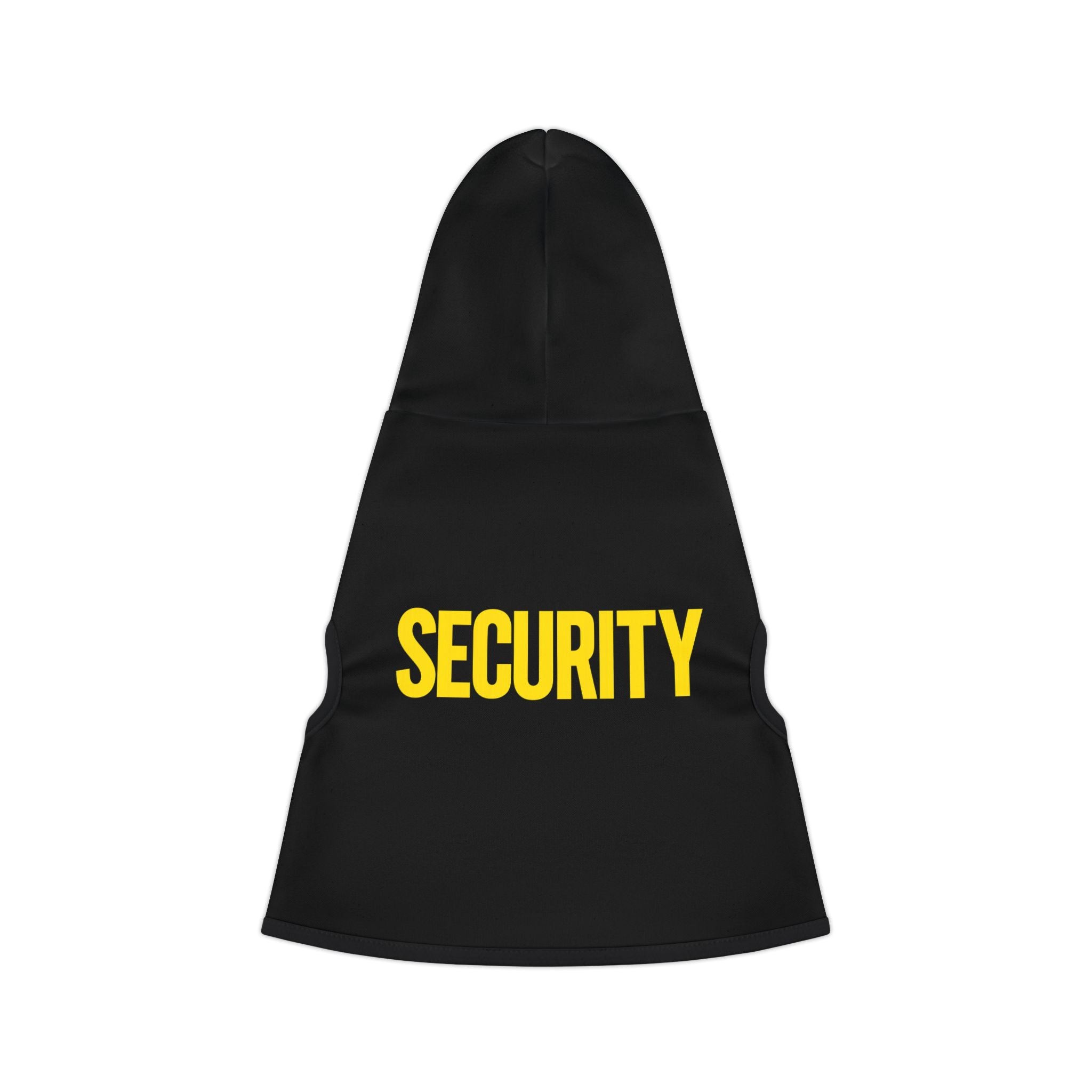 Security Pet Hoodie — Black Dog/Cat Hoodie with Bold Yellow "SECURITY" Print