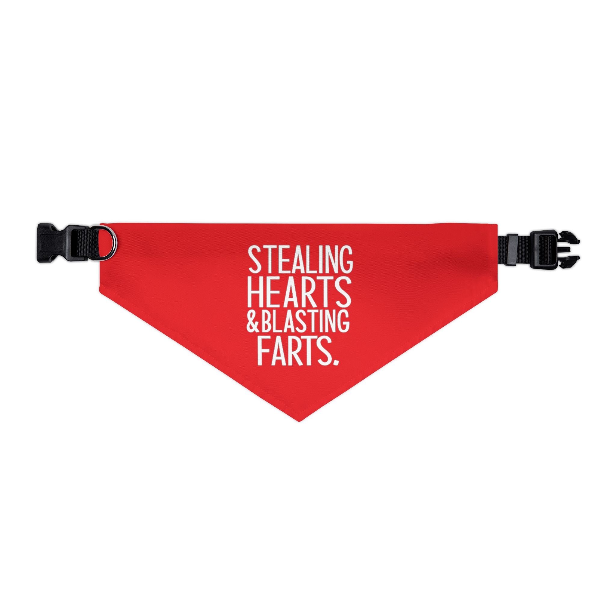 Pet Bandana — "Stealing Hearts & Blasting Farts" Red Dog Bandana Collar