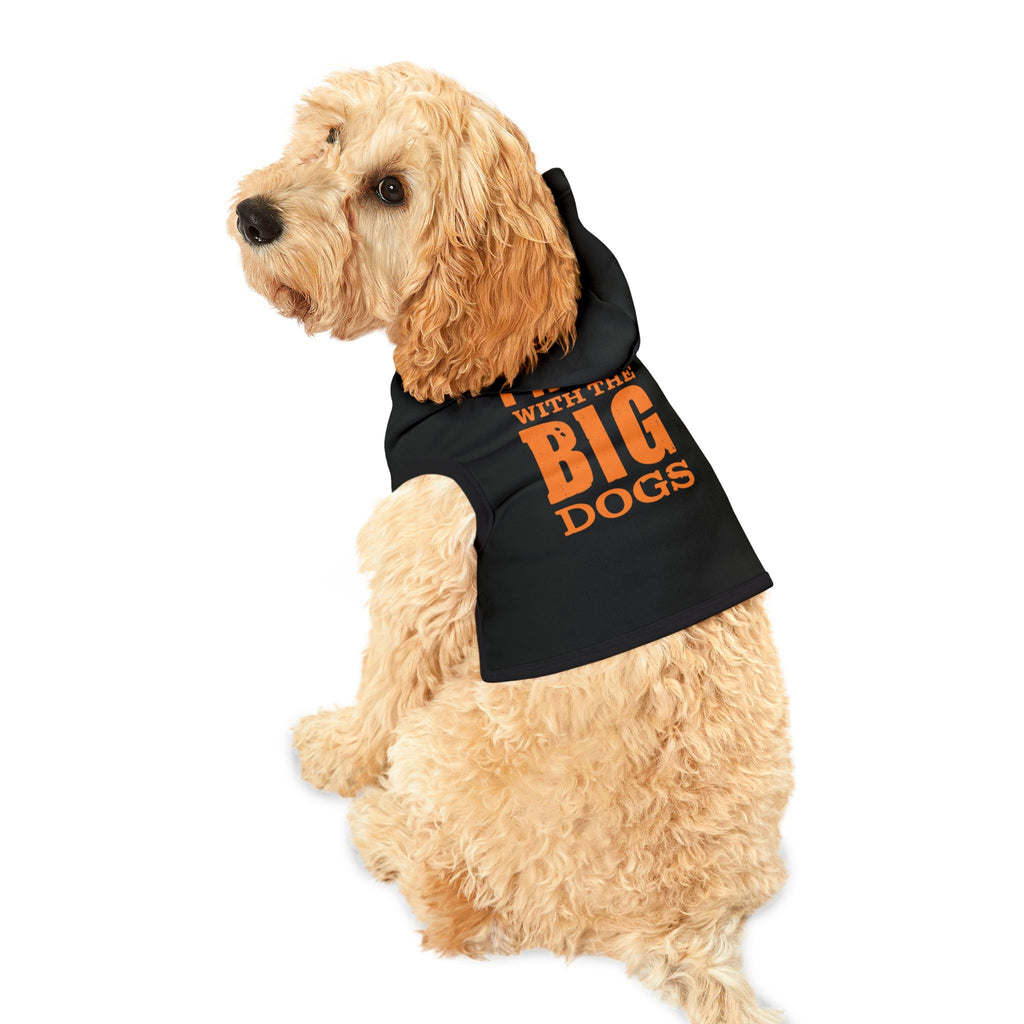 Pet Hoodie — "I Hunt With The Big Dogs" Black Dog Hoodie for Small Pets