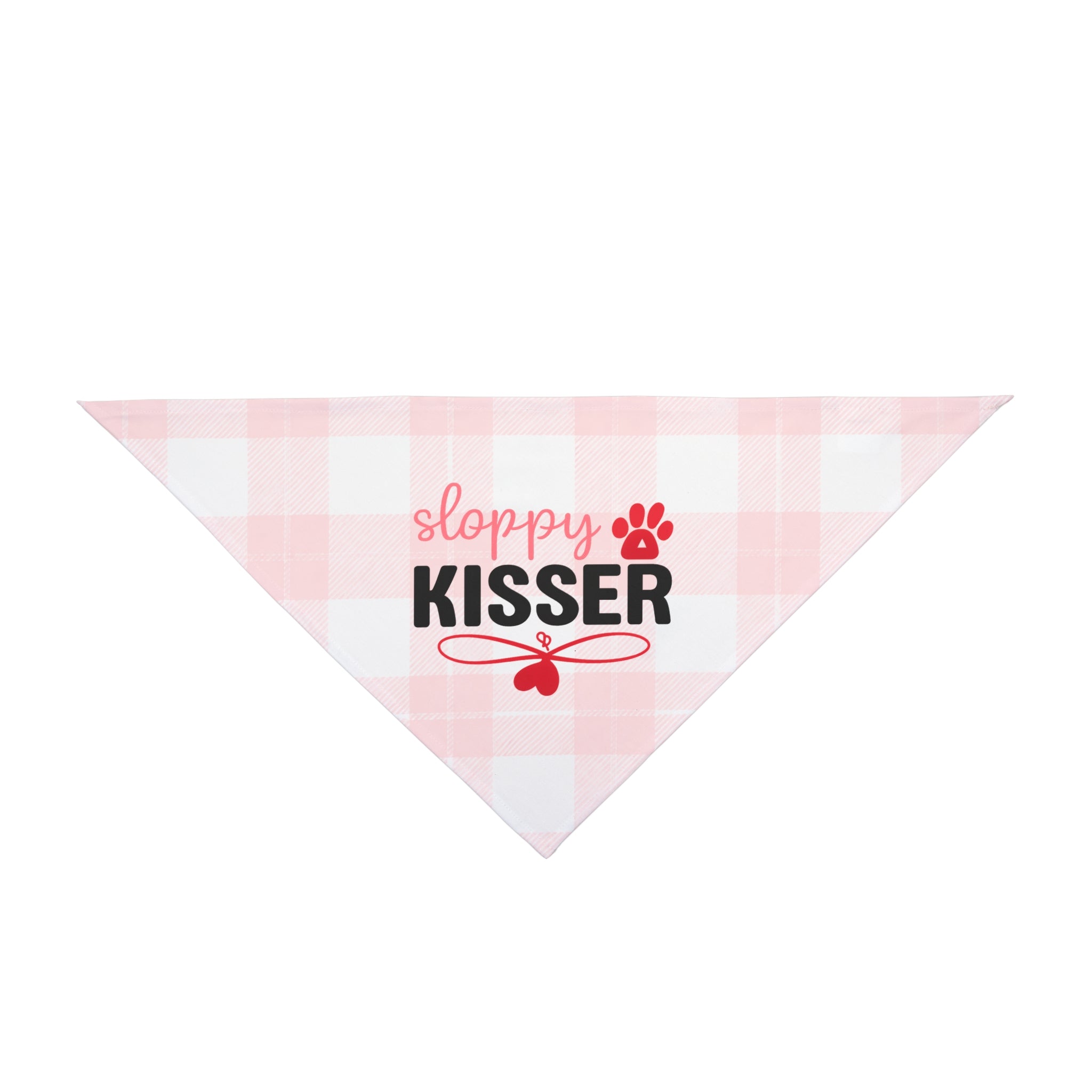 Pet Bandana — "Sloppy Kisser" Pink Buffalo Check Dog Bandana